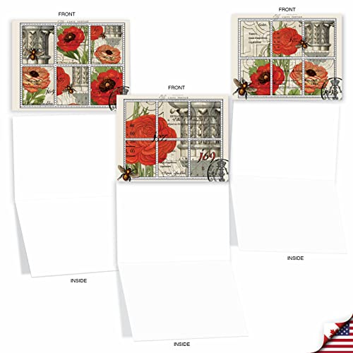 The Best Card Company - 10 Retro Blank Cards With Envelopes (4 X 5.12 Inch) - Artistic Boxed Assortment, Vintage Note Cards - What's The Buzz M3983 #TOP4