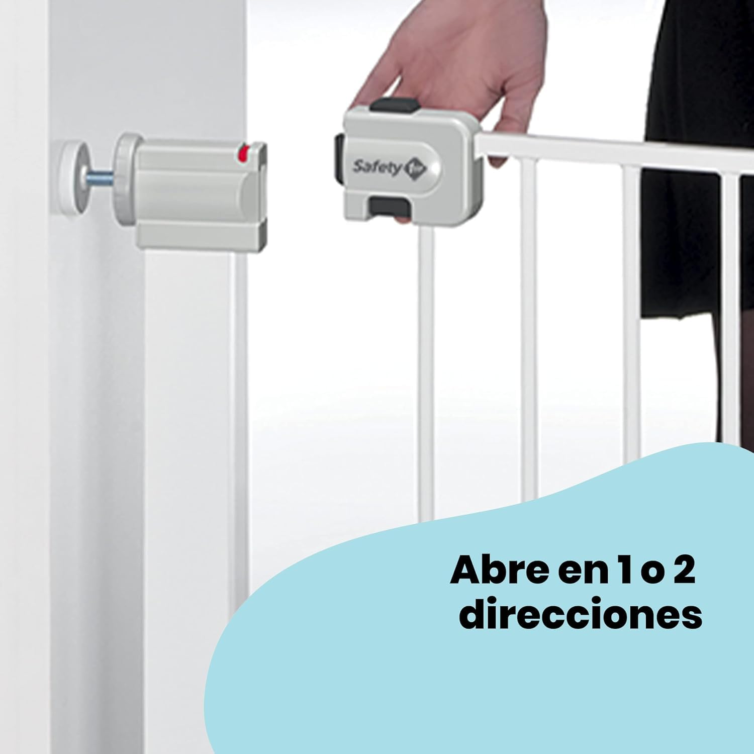 Safety 1st SecureTech, Barrera Seguridad Niños Escalera Presión, 73–80cm (máx. 136cm), Valla Seguridad Infantil Fácil Cierre, Abertura con 1 Mano, Sin Tornillos (Sin Taladros), Doble Bloqueo, Blanca