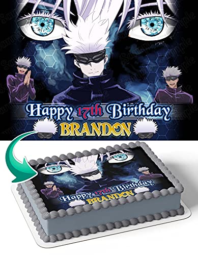 Cakecery Jujutsu Kaisen Gojo Satoru Edible Cake Image Topper Personalized Birthday Cake Banner 1/4 Sheet