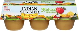 Indian Summer Single Serve Natural Apple Sauce, Individually Packed Applesauces, 6 Single Cups, 4 Ounces Each (Natural)
