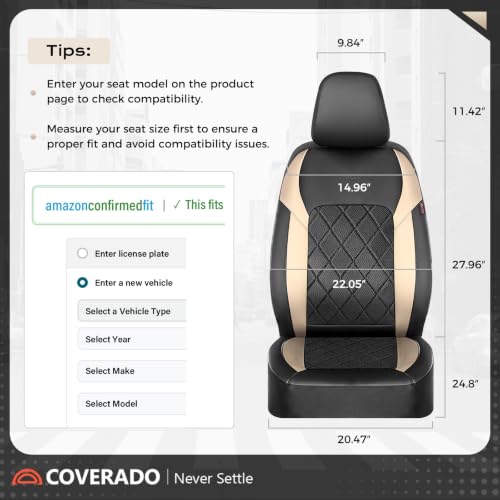 Image of Coverado Car Seat Covers, Front Seat Covers, 2 Front Automotive Seat Cover, Mesh Breathable Seat Protectors, Universal Fit for Most Cars