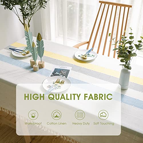 Cosmine Waterproof Christmas Tablecloth For Dining Table Rustic Farmhouse Kitchen Table Cloth Coffee Table Cover, Cotton Linen Rectangle Table Cloths For Buffet Holiday Party(Yellow,70) #TOP3