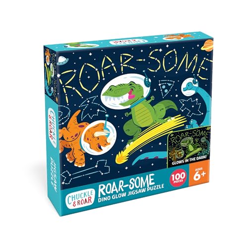 Chuckle & Roar - Rompecabezas Brillan en la Oscuridad para Niños - 100 Piezas Educativo de Dinosaurios Espaciales - Edad 6+ miniatura 1