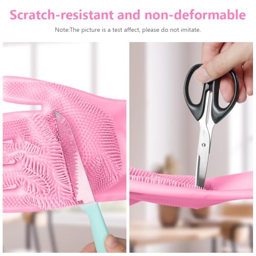 AMFUN Guantes reutilizables para el hogar, Rosa Guantes de Limpieza de Silicona, Guantes de silicona reutilizables para lavar platos, para Lavar Platos, cocina, coche, cuidado de mascotas - imagen 5