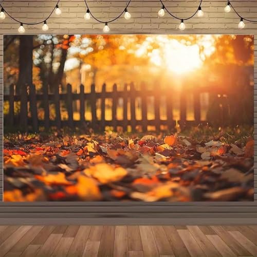 1 Pieza de 2D Hojas otoño y Fondo Escena Valla Tela-Cálido Sol Tema Fotografía o decoración Eventos