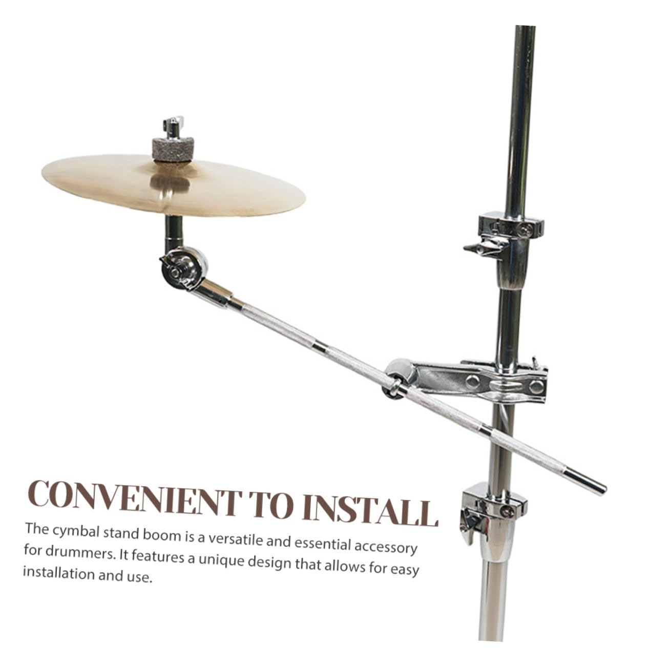 Yardwe Support de Cymbale, Accessoire de Bras Extensible en Acier Inoxydable, Fixation Facile pour Perche de Pied de Cymbale, Usage en Accessoires D’Instruments