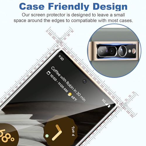 Image of [3+1 Pack] for Google Pixel 7 Pro Screen Protector, 9H Tempered Glass, Ultrasonic Fingerprint Compatible, 3D Curved, HD Clear Scratch Resistant for Google Pixel 7 Pro 5G Glass Screen Protector