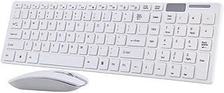 مجموعة كيبورد وماوس لاسلكية من اكونجا ضوئي محمول 2.4 جيجا مع مستقبل USB للكمبيوتر الشخصي وماك وويندوز ابيض مياوج