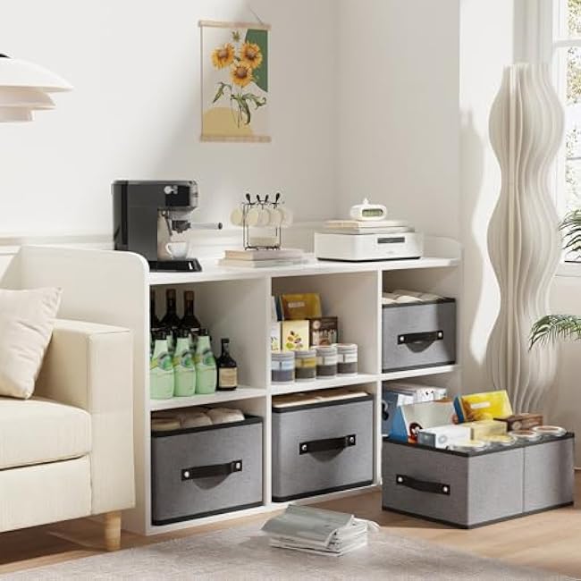 Foldable Clothes Boxes, Closet Bin with Handles, Fabric Storage Baskets for Drawers, Bins for Organizing Shelves, 13 ¡Á 9.1 ¡Á 5.5 inch, 4 Pack, Gray