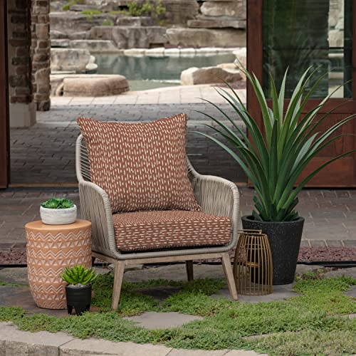 Image of Arden Outdoor Deep Seat Cushion Set (4-Pack), 24 in x 24 in, Weather-Proof, Rain-Proof, Fade Resistant Patio Cushion for Chair, Sofa, and Couch Rust Red Brushed Texture