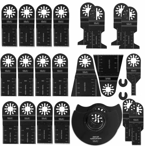 ShiU 23点セット マルチツール替刃 ブレード カットソー マルチツール用ブレード 互換 木材・釘・金属切断 先端工具セット 鋸刃互換 電動工具アクセサリー 替刃セット 日立 マキタ BOSCH ボッシュ等多機種対応