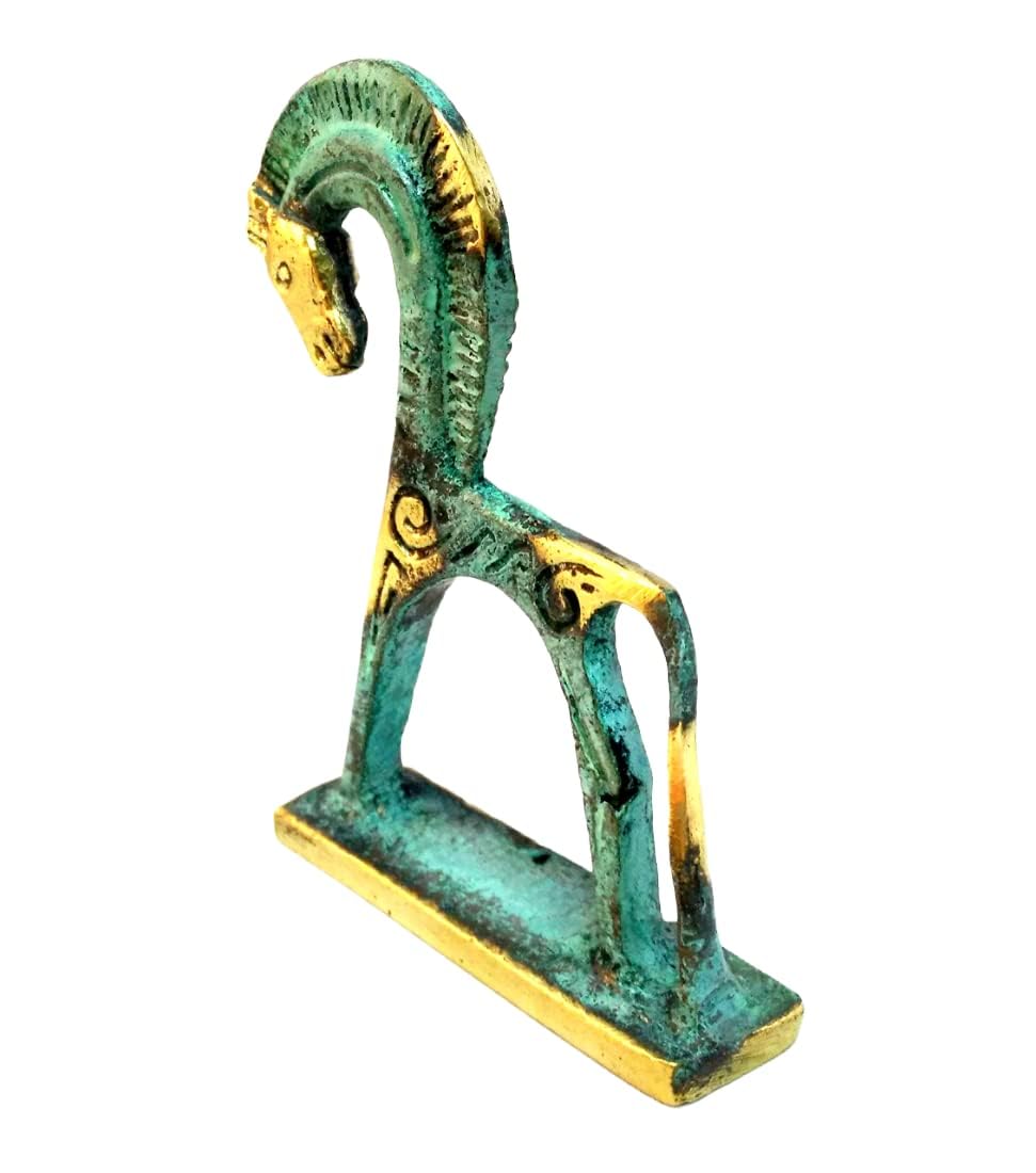Statue de cheval grec (petite sculpture, bronze vert) - The Ancient Home France
