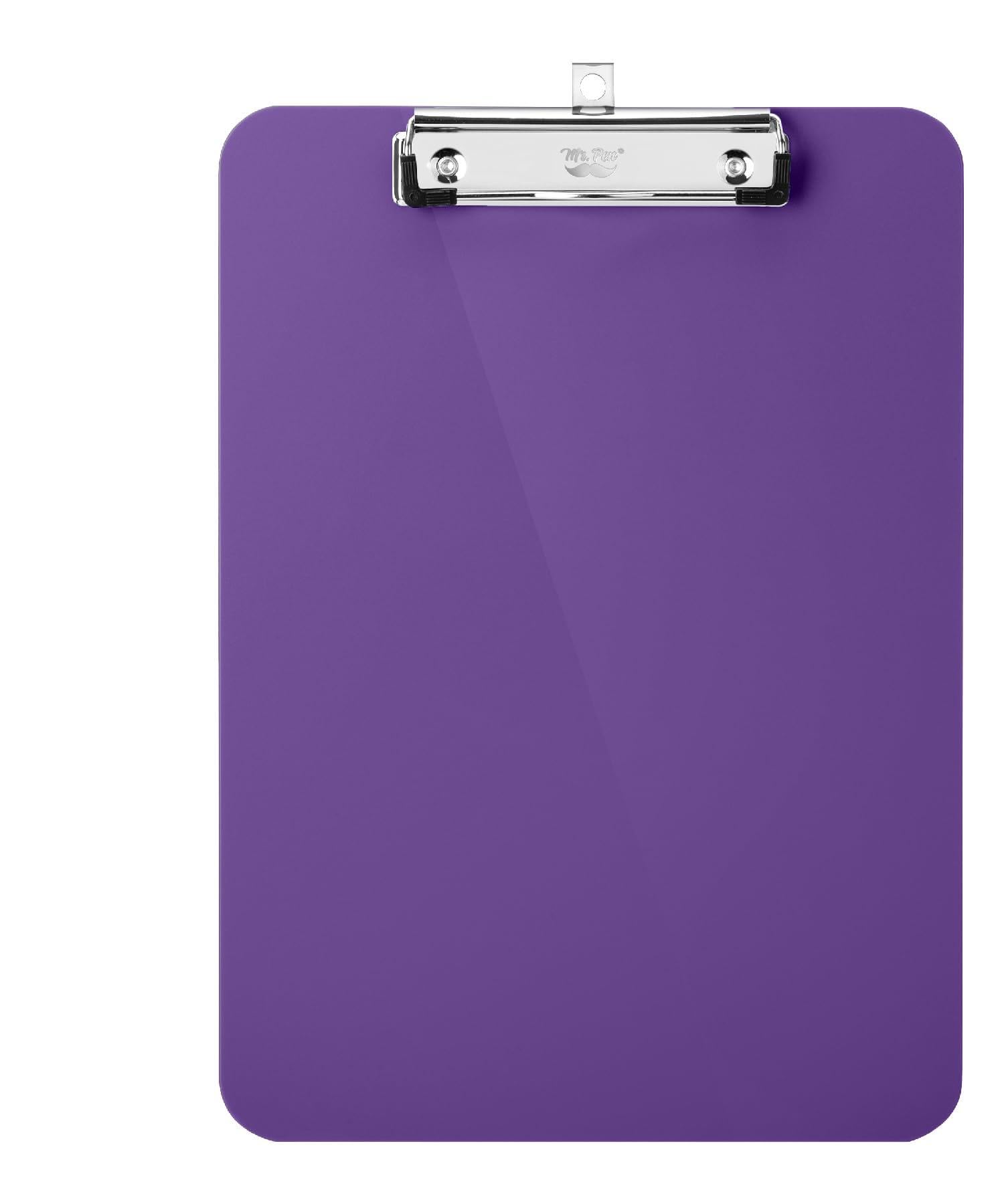 Mr. Pen- Plastic Clipboard, 12.5” x 9”, Purple, Clipboard Plastic, Low-Profile Metal Clip with Retractable Hanging Hole, Back to School Supplies