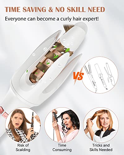 Anwa 1" Automatic Hair Curler, Skill Free Anti-Tangling Rotating Curling Iron Wand, Bi-Directional Hair Curler Automatic Rotating, Dual Voltage, Auto Shut-Off #TOP3