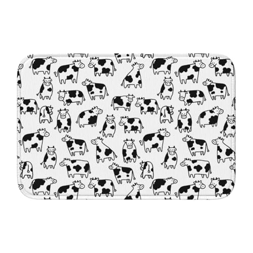 玄関マット 面白い 乳牛柄 バスマット 室内 屋外 足拭きマット カーペット おしゃれ 北欧 滑り止め付き 洗える ベットルーム 浴室 台所 寝室 業務用 家庭用 40×60cm
