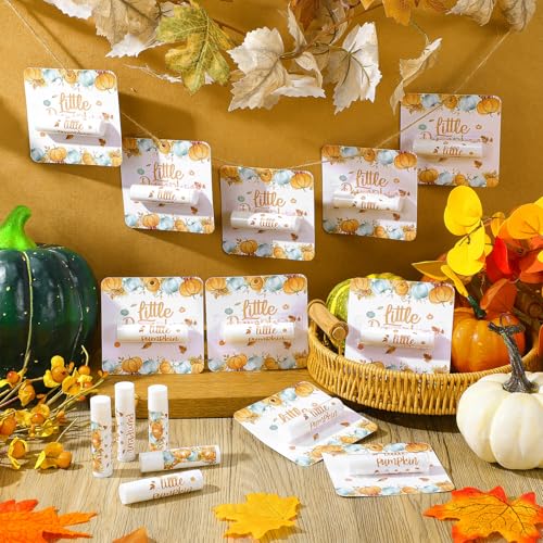 Image of 24 Pack Fall Lip Balm Favors, Little Pumpkin Baby Shower Favors for Guests Moisturizer Lips Care Thanksgiving Autumn Lip Balm Bulk for Gender Reveal, Fall Party Supplies, Gift Basket Fillers