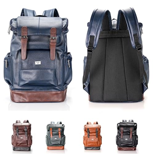 Image of LOGGIN 15.6 Inch Unisex Laptop Backpack for Men & Women | Premium Vegan Leather Water-Resistant Bag | Stylish Office, College & Travel Backpack with Anti Theft Design Multiple Pockets