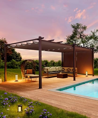 12 x 20 Ft Aluminum Pergola, Oversize Outdoor Metal Gazebo with Adjustable Canopy, Reinforced Frame Outdoor Shelter for Backyard, Patio, Garden and Deck - Grey