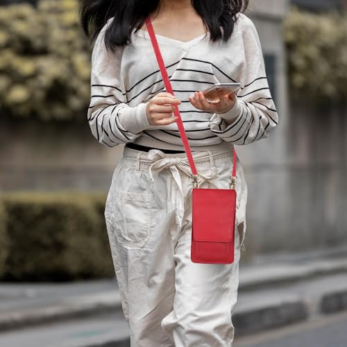 Image of Oak Leathers Small Crossbody Bag For Women - Mini Cell Phone Purse - Crossover Wallet Bag With Adjustable Shoulder Strap