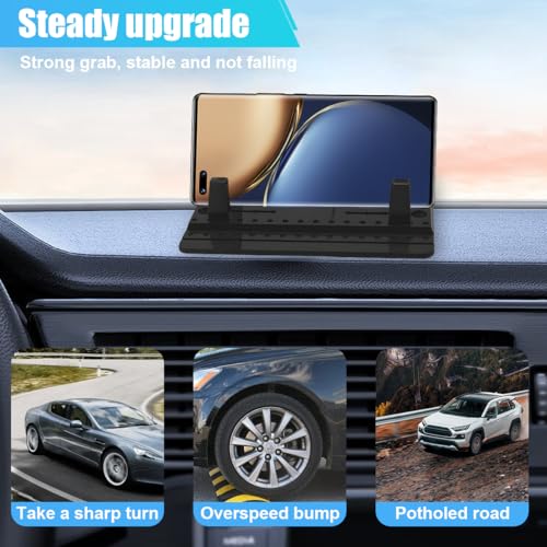 DUSCOKE Cell Phone Holder for Car Dashboard - Adjustable Silicone Phone Mount Car Pad Mat - Universal Anti-Slip Vehicle GPS Mounting Mat Cellphone Stand for Smartphones Navigation - Thumbnail 5