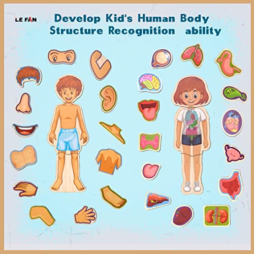 Image of Lefan� Body Part Wooden Puzzle Kids Games Toys for Kids 3+ Jigsaw Puzzles for Adults Baby Learning Toys Educational Toys for 2 Board Game