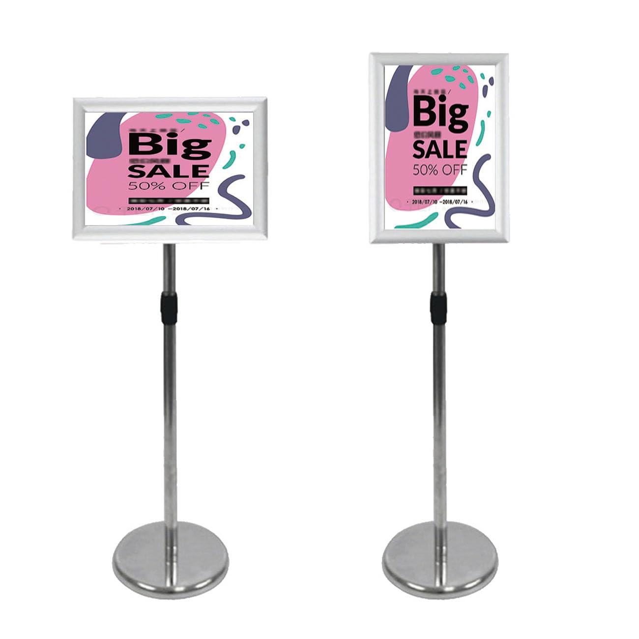 Support de panneau sur pied A3 argent anti-basculement pour changer vos affiches