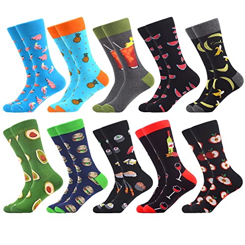 WeciBor Men's Funny Fancy Fruit Pattern Casual Combed Cotton Socks 12 Packs