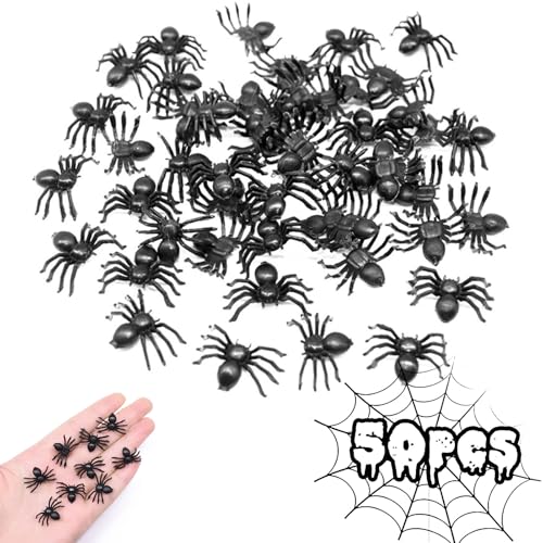 Generico Falsis,de Halloween | Bromas de juguete araña 50X - Puntales de bromas de Halloween para fiestas de disfraces carnavales Decoración broma de Generico Falsis,de Halloween | Bromas de juguete araña 50X - Puntales de bromas de Halloween para fiestas de disfraces carnavales Decoración broma de