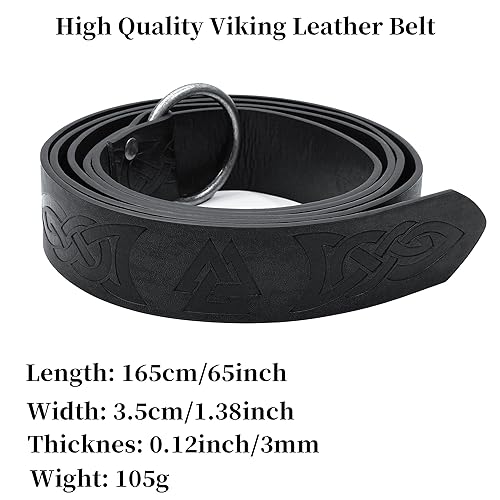 Medieval Viking Belts - Celtic Knot Embossed PU Leather O Ring Knight Belt Retro Renaissance Cosplay Costume Accessory3