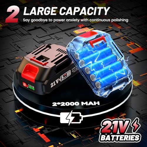 Avhrit ZHP0052MG Cordless Car Buffer Polisher Kit W/ 2X2000Mah 21V Batteries thumb #2