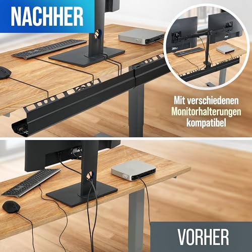 2GOODz - Kabelkanal Schreibtisch - 84 bis 122 cm ausziehbare Kabelwanne schwarz - Kabelrinne Schreibtisch mit Gratis Zubehör - Einfache Montage - bis 5 kg - Schwarz
