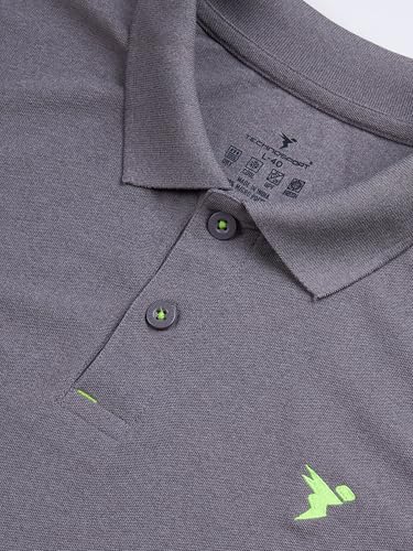 Image of TECHNOSPORT Men's Polyester Slim Fit Self-Design Short Sleeve Polo Matpiq T-Shirt with Anti Microbial, Techno Dry for Regular and Casual Use