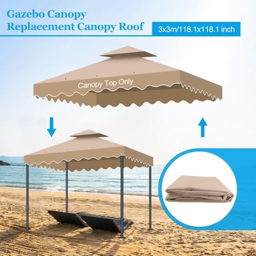 10x10 Canopy Replacement Top, Double Tiered Gazebo Cover with Air Vent Heavy Duty, Waterproof Gazebo Roof with Upgraded 300D Polyester for Outdoor Patio Garden Canopy - Thumbnail 6