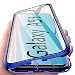 Produktbild Mosoris Samsung A51 Hülle, Transparent Panzerglasfolie 360 Grad Full Schutz Cover Handyhülle für Samsung Galaxy A51 Blau Grenze Magnetische Adsorption Case, Vorne und Hinten Harte Schutzhülle