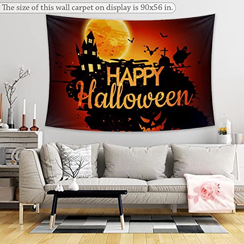 Art Wall Tapestry Happy Halloween Spooky Haunted House Horror Pumpkin Ghost Tapestry Wall Hanging, Extra Large Tapestry For Bedroom, College Dorm, Furniture Sofa Cover, Picnic Blanket Home Decor #TOP5