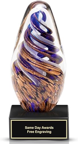 Miniatura 9 de Premio de trofeo de cristal de gota de lluvia y lágrima (7 a 10 pulgadas), grabado incluido (gota morada de 7 pulgadas)