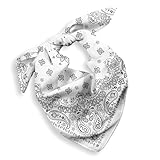 EVERY-VILLE Where EVERYone is Welcome 1 Pack White Bandana for Women Men Gift Packaging - Cowgirl Cowboy Accessories Scarf Headband Neckerchief - Large Paisley Hair Face Covering