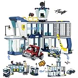 NEWABWN City Police Station STEM Building Sets, Compatible with Police Car, Bandit Car, and Surveillance Drone, Building Kit for Kids, 699 PCS Best Gift for 6 7 8 9 10 Boys
