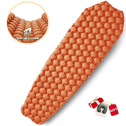 RAIN DEW+HOME プロフェッショナルな屋外グレードの素材 エアーマット 折畳み式 キャンプマット 超軽量 40Dナイロン TPU生地 アウトドアマット 防水防潮 山登り 花見 車中泊 テント泊 防災 キャンプ 用品(オレンジ色)