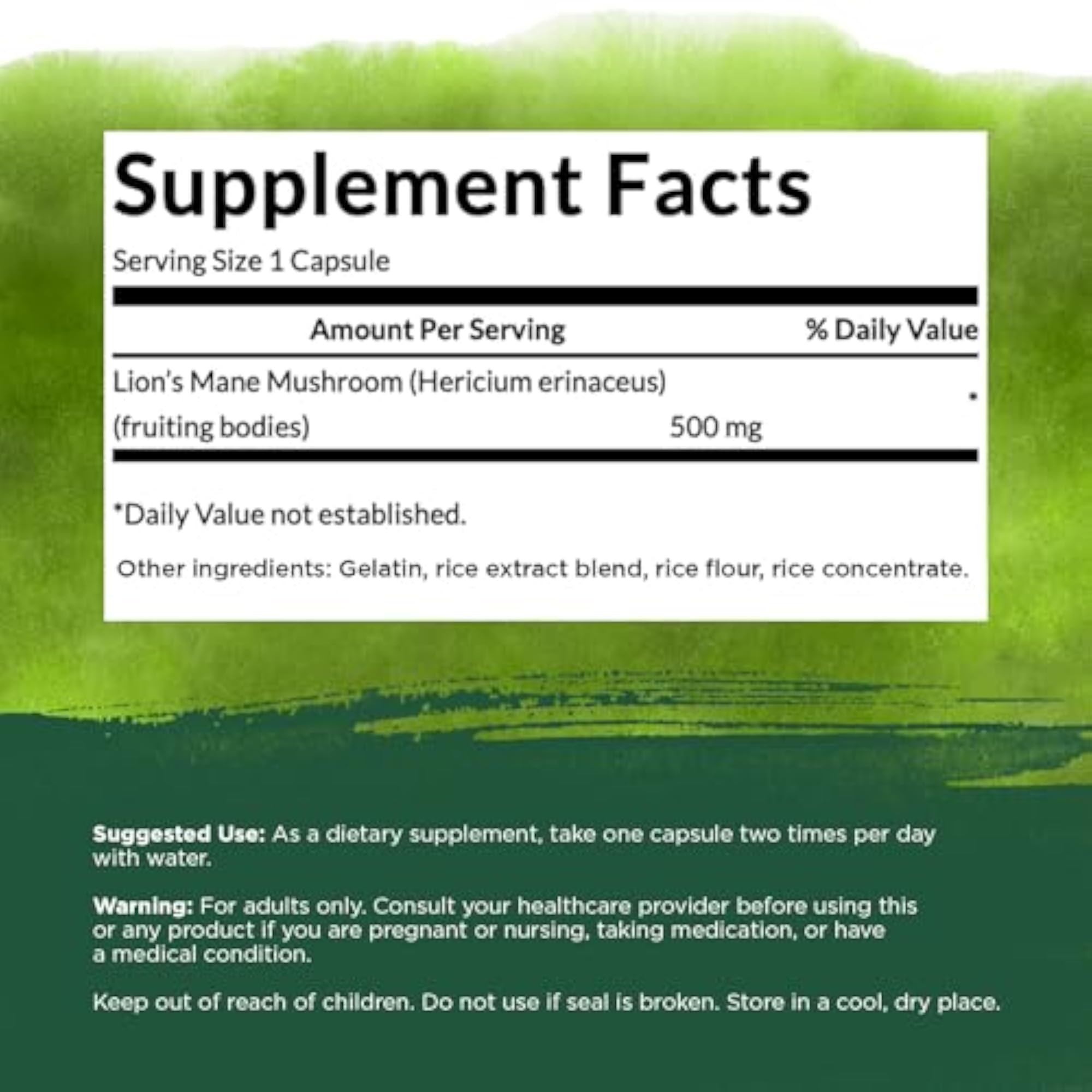 Swanson Full Spectrum Lion's Mane Mushroom Capsules, 60 Count