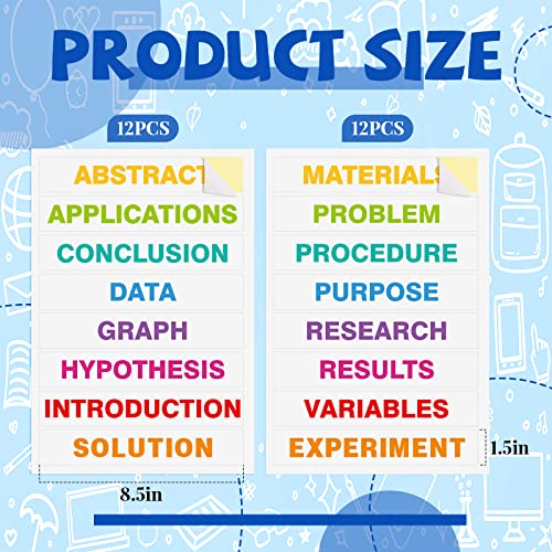 Crtiin 12 Sets Colorful Science Fair Project Titles Self Adhesive Presentation Science Subtitles Science Project Display Board Header Science Board Labels For Classroom Office 16 Titles 8.5 X 1.5 Inch #TOP2