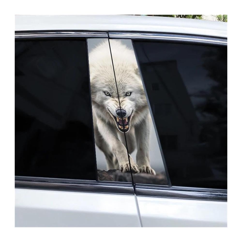 Decorative Items 2pcs Blue Eyes Wolf Car B-Pillar Sticker DIY Car Center Column Decal Waterproof(B)