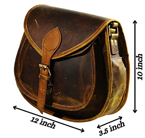 Satchel And Fable Vintage Leather Crossbody bags for Women Saddle Genuine Brown Shoulder Handmade Travel Purse Handbag3