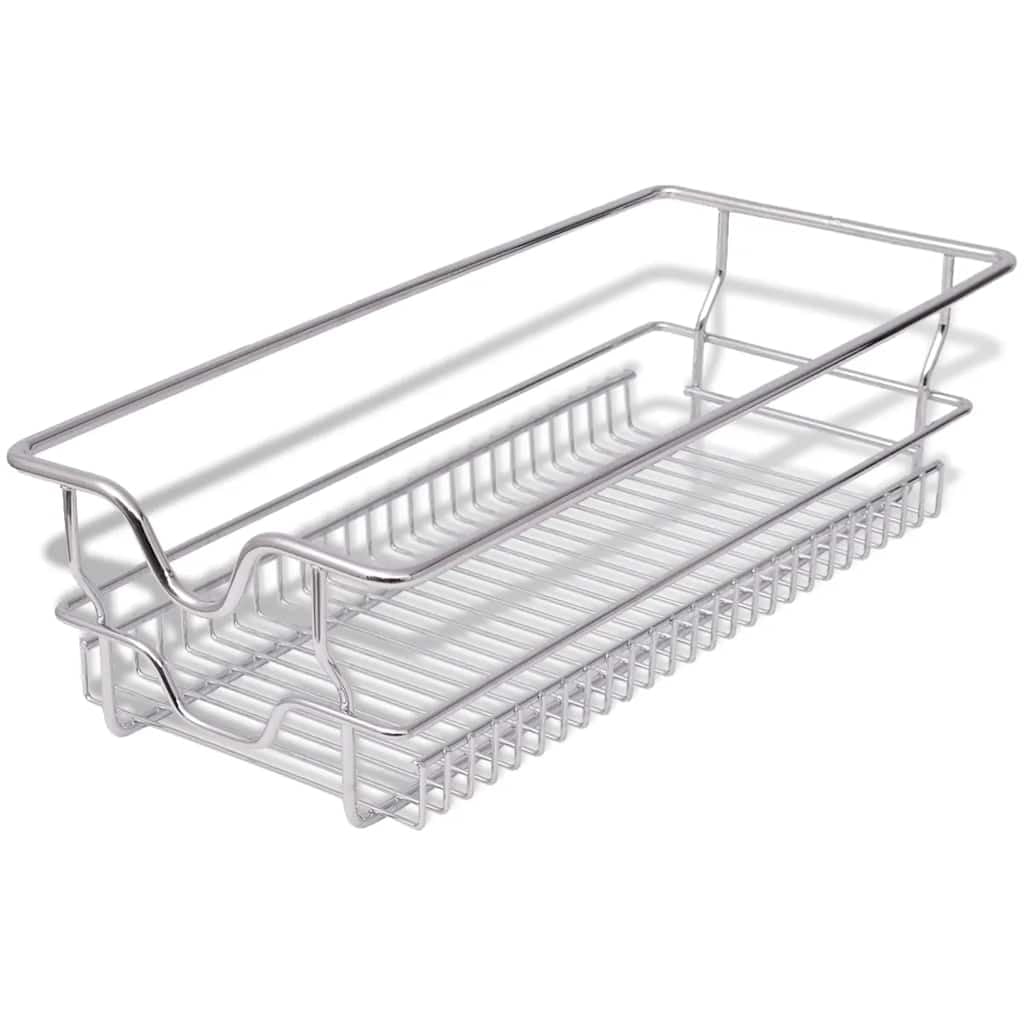 vidaXL 2X Cestelli a Rete Metallo Scorrevoli Cucina 300 mm Supporto Stoviglie
