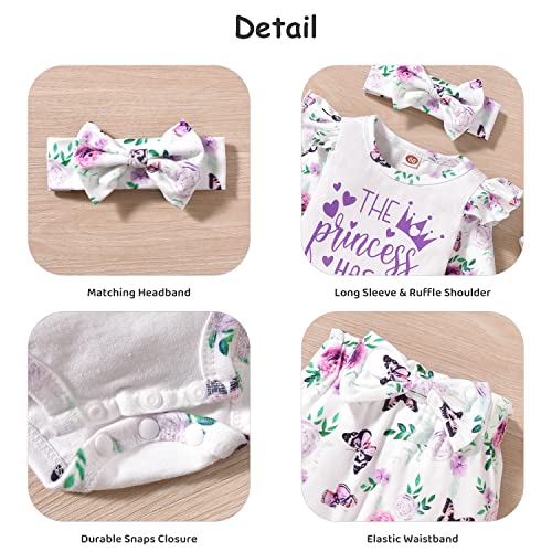 Aalizzwell Baby Girl Long Sleeve Floral Fall Winter Outfit3