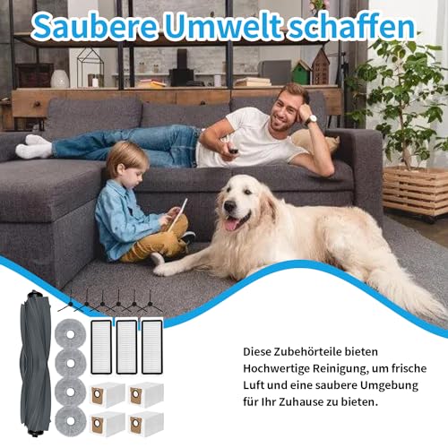 20 Stück Zubehörset für Dreame L20 Ultra, 4*Mopp Wischpad 4* Staubbeutel 1*Hauptbürste 6*Seitenbürsten 3*Filter 1*Reinigungsbürste, Saugroboter Ersatzteile Zubehör