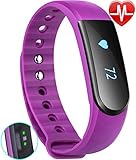 Toobur, reloj de seguimiento de la actividad física, a prueba de agua, con medidor de calorías quemadas, y un monitor de sueño para Android, iPhone iOS, monitor de ritmo cardiaco opcional, para iPhone 4s / 5 / 5c / 6 / 6s / 6Plus / 6sPlus / 7 / 7Plus;Samsung S3 / S4 / Note 2/3/4 / Huawei/Nexus 7 etc, pantalla de 0.91 inches, 0.04 pounds, color morado, moda