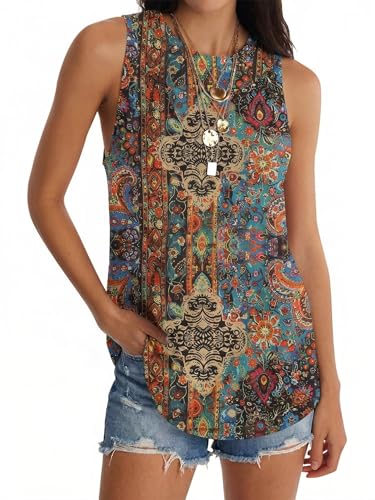 Image of UNCLECAT Womens Oversized Long Tank Tops Summer Sleeveless Tunic Tops