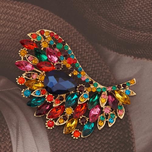 Image of Rhinestone Crystal Big Large Brooch Pin Jewerly Accessory Wing shape Gold Tone