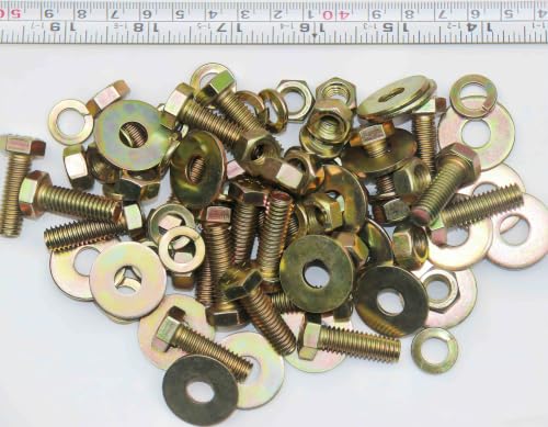 Image of 5 /16 inch x 1 inch Grade 8 Hex Head Bolt and nut,Spring Lock Washer and Large Flat Washer Assortment Kit, Color Gavalization,Alloy Steel,Heavy Duty,(20sets Pack),by Metalsuberg..